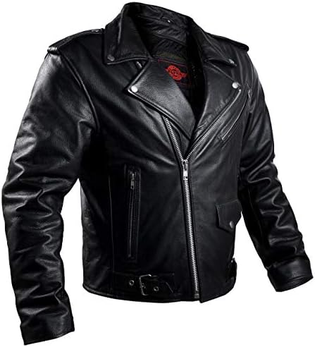 Jaqueta Alpha Black Leather Motorcycle com armadura para homens - Brando Cafe Racer Biker Jacket Men - jaqueta