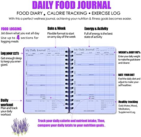 Food & Wellness Journal-15 Weeks Nutrenner Planner com dieta e calorias Tracker Weekly & Daily Meal
