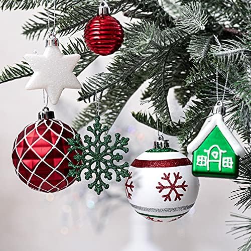 Valery Madelyn Christmas Ball Ornaments Decor, 60CT Red Green Green Branco Branco Shatter Prooft Christmas