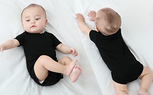 Guisby Baby Manga curta Bodysuits, Bamboo Summer recém-nascido meninos infantis de 0 a 24 meses