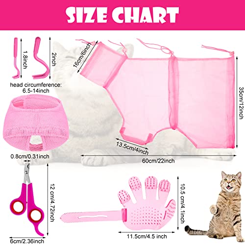 5 peças Bolsa de banho de gato Conjunto de gato Bolsa de limpeza ajustável Bolsa de chá de estimação focinhos de