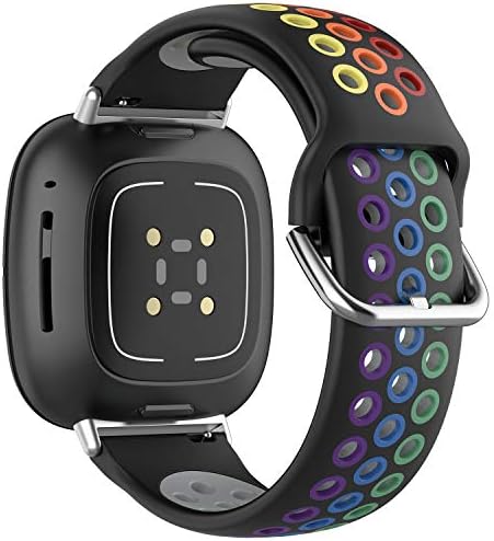Geageaus Rainbow Fitbit Versa 3 Bandas compatíveis com Fitbit Sense, Soft Silicone Moda Sport Straps