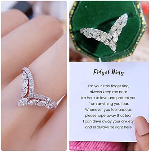 Simples diamante incrustado zircão v em forma de princesa no engajamento Promise de promessa com jóias