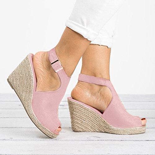 Sandálias de cunha aunimeifly para mulheres com padrão de fivela floral tornozelo de tornozelo aberto sandálias