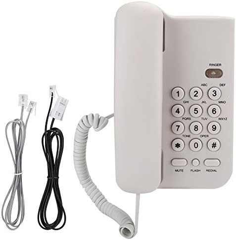 Homeriy Corded Padrão Phone Montable Hotel Support One-Button Redial e Flash White