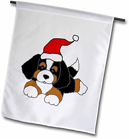 3drose engraçado Bernese Mountain Dog Puppy in Santa Hat Christmas - Flags
