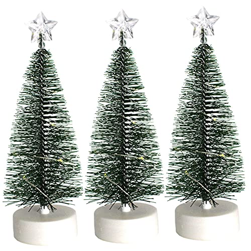 Mini Árvore de Natal 3pc Tabela de Natal A agulhas de pinheiro Poeira árvore de Natal com luzes LED