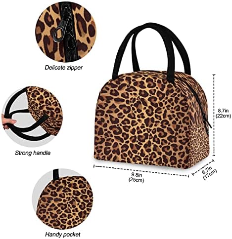 Lancheiras com estampa de leopardo animal para homens para homens/mulheres almoço reutilizável Tote Bag Cooler