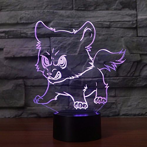 3D Baby Wolf Night Night Light Animal Touch Switch Decor Tabelha Lâmpadas de ilusão óptica 7 Luzes de cor