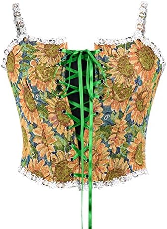 Sexy Lace Feminino Bustier Corset Top Top Vintage Floral Camisole Flor Bordado Padrão de colete apertado
