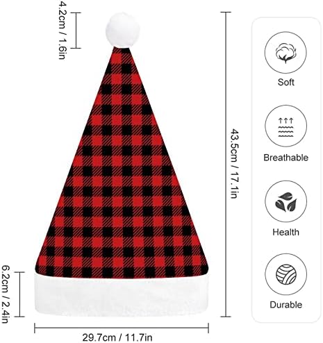 Vermelho e preto Lumberjack Buffalo xadrez engraçado chapéu de Natal Papai Noel Chapé