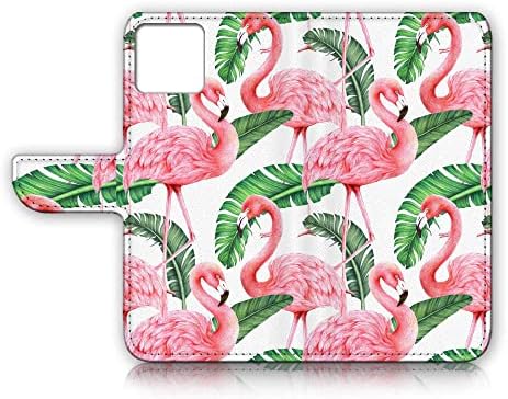 Para iPhone 12, iPhone 12 Pro, capa de capa de carteira Flip Flip, A24655 Tropical Palm Flamingo 24655