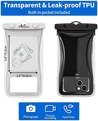 MOKO Flutuante Pacote de capa de telefone à prova d'água Flutuante 2 Pacote, bolsa de telefone IPX8 Saco