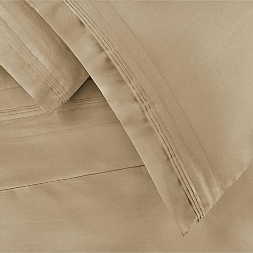 Superior de algodão egípcio conjunto de lençóis sólidos, rei da Califórnia, linho, 4 contagem
