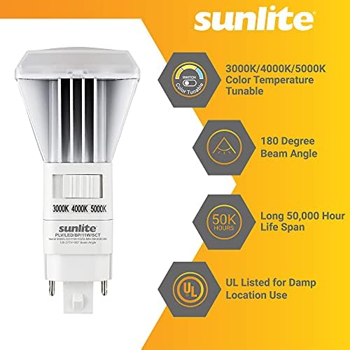 SUNLITE 40268 LED CCT PLV Plug e lâmpada de lâmpada, substituição fluorescente de 11 watt 18w 1025 lúmens,