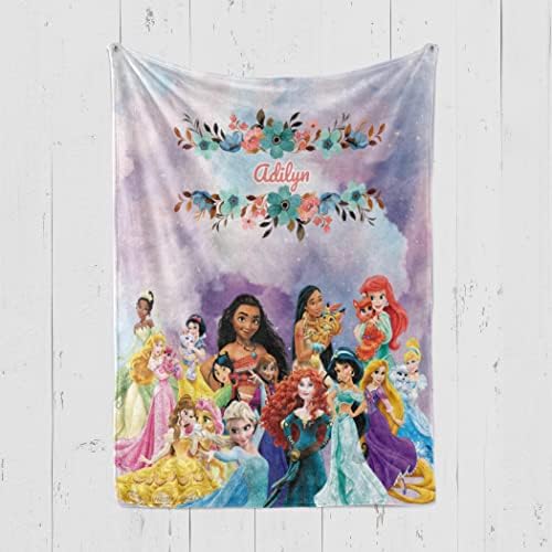 Angeline Kids USA fez cobertores de bebê personalizados, contos de fadas roxas Princesa Baby Blanket com