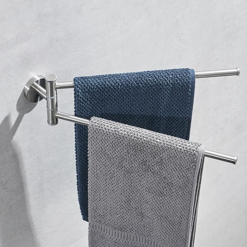 Rotação de toalhas de banheiro genigw barras de toalha dupla simples cabide de toalha de metal aço inoxidável