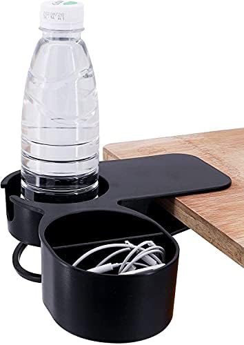 Clipe de suporte para copo de bebida, suporte de copo de borda de mesa com bandeja de armazenamento,