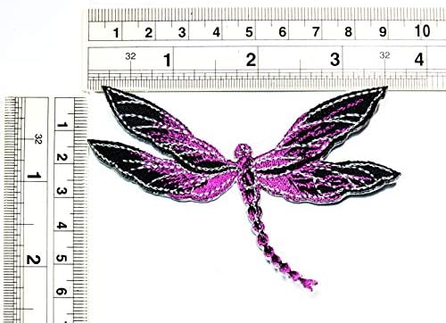 UMama Patch Conjunto de 2 fofos adorável, esplagona roxa Flor Applique Patch Patch Ragonfly Butterfly Ferro
