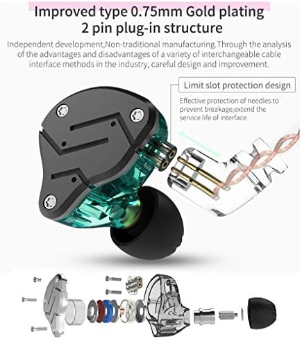 Andiker KZ ZSN-C Quad Driver Ear fones de ouvido DD+BA Ba Hybrid Technology Crossover Electron Wired