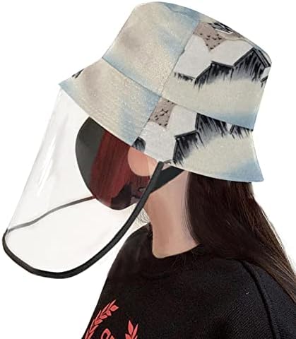 Chapéu de proteção para adultos com escudo facial, chapéu de pescador anti -sun tap, paisagem rural japonesa