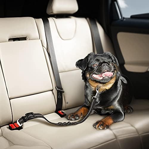 Cinto de segurança para cães com buffer elástico de bungee | Acessórios para viagens de carro para cães ajustáveis,