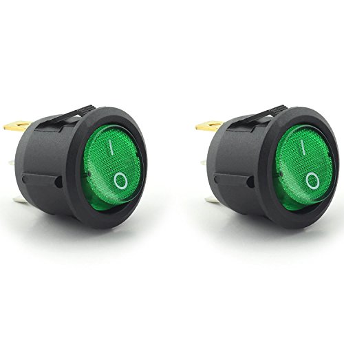 Magic & Shell 2-Pack Roder Rocker Power Switch 6A 250V AC 3 pinos 2 Posição On/Off Power SPST Green Button With