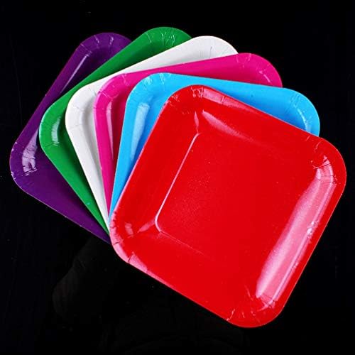 Toyandona 50pcs placas de papel colorido para as placas de festas quadradas artesanais bandeja de utensílios de