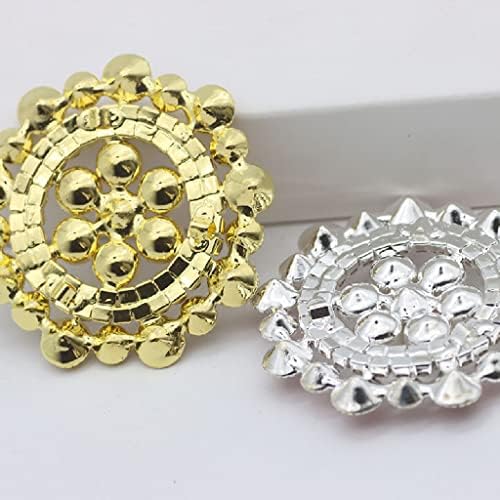 TJLSS Broche de flor redonda com apliques azuis de ouro ou base de ouro ou prata para decoração de roupas de