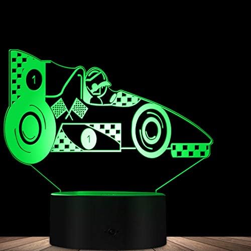 Jinnwell 3D Racing Car Caminhão Night Lâmpada Lâmpada Luz Ilusão 7 Alteração do Toque Touch Touch Tabel Lâmpadas