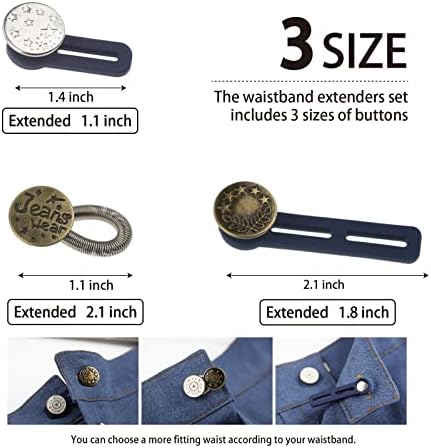 Botão de 12 pcs Extensores de botão de calça de jeans para homens extensos ajustáveis ​​na cintura para calças
