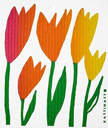 Kattinatt Swedish Plawloth Conjunto de 3 | Tema do jardim de flores | pano de esponja ecológico | Substituição