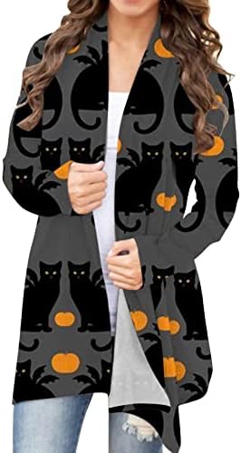 Cardigan de manga longa de Halloween Cat Halloween