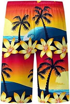 Guobioziy Men's Summer Printing Beach Casual curto shorts de moda solta Tether Pocket Pocket Board de verão