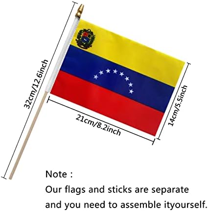TSMD Venezuela Band Bandle Venezuelana Mini bandeiras de mão, 5x8 polegadas, 12 pacote