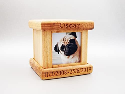 Urna de memorial de animais de estimação personalizada, cremação de madeira urnes cinzas para animais