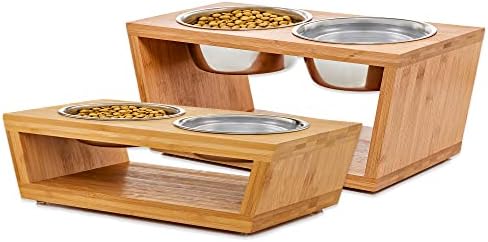 Pawfect Pets Conjunto de 2 tigelas de cães elevadas Stand- 4 ”e 7” Tigela de cachorro elevada para alimentador