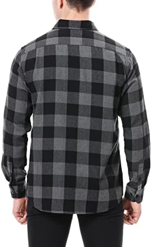 Alex Vando Mens Button Down Camisetas regulares de manga longa de manga longa Camisa de flanela xadrez
