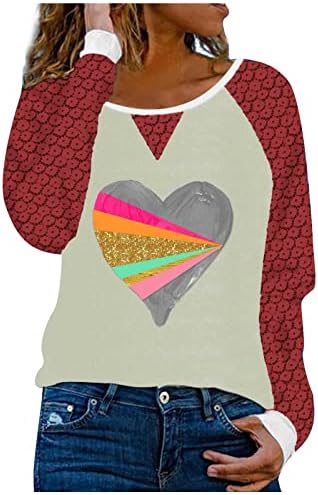 Camisas do Dia dos Namorados Camisas de renda com mangas compridas Seltos de moletons de coração