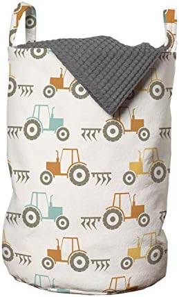 Bolsa de lavanderia de trator lunarável, design agrícola de estilo minimalista em tons de pastel