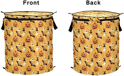 Crânio de fantasma Happy Halloween Pumpkins Bat Pop Up Laundry Horse com tampa de cesta de armazenamento