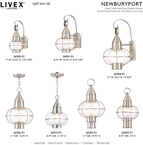 Iluminação Livex 26905-91 Transição Um Lanfra pós-top ao ar livre leve da coleção Newburyport em