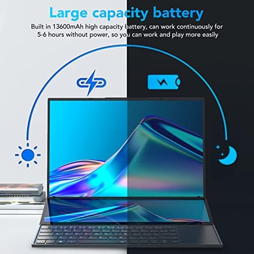 Laptop Jectse de 16 polegadas, 8GB RAM 64GB SSD Laptop Computador com tela auxiliar de 14 polegadas, laptop