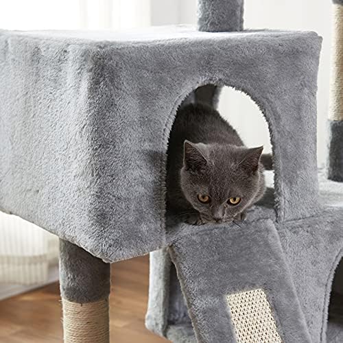 Torre de gato da árvore de gatos, 34,4 polegadas de gato com tábua de arranhão, 2 condomínios de luxo, arranhões