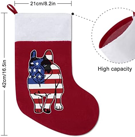 Patriótico Bulldog US Bandle Christmas Sking Socks Christmas Pouch House Family Decor de Natal