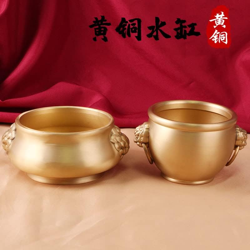 Zhangruixuan-shop 狮耳炉 纯 铜仿 古 供佛 家用 香炉 室内 办公室 招财 招财 缸 狮 首 铜 缸 缸 缸