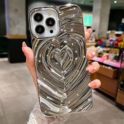 Mgqiling compatível com iPhone 12 Pro Max Case-6,7 polegadas, Luxury 3D Design Design Heart Electroplated