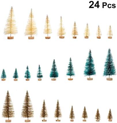 STOBOK STOCKING SATHER 24PCS Mini árvores de Natal Treça de neve de pinheiro sisal para festa de Natal