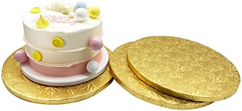 Tambor de bolo de 10 polegadas, papelão redondo de ouro para festa de aniversário de casamento - bordas totalmente