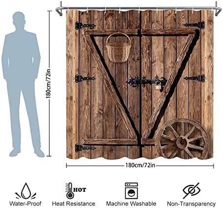 Cortina de chuveiro da porta de madeira do celeiro de madeira tyakasha para decoração rústica de decoração